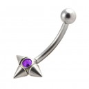 Piercing Arcade Acier Chirurgical 3 Piques Diamant Violet