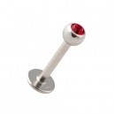 Tragus / Labret avec Boule Pierre Strass Rouge