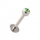 Tragus / Labret avec Boule Pierre Strass Vert Clair