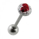 Langue Crystal Strass Coeur Rouge