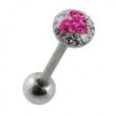 Langue Crystal Strass Coeur Rose