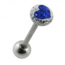 Langue Crystal Strass Coeur Bleu Foncé