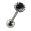 Langue Crystal Strass Coeur Noir