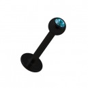 Tragus / L&egrave;vre Noir avec Strass Turquoise