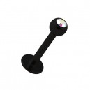 Tragus / Lèvre Noir avec Strass Multicolore