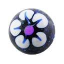 Boule Acrylique Paillet&eacute;e Fleur Blanche / Bleue