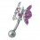 Piercing Nombril Papillon Ailes Batantes Rose 3