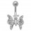 Piercing Nombril Papillon Ailes Batantes Blanc