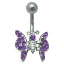 Piercing Nombril Papillon Ailes Batantes Violet