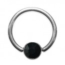 Anneau Titane BCR Strass Noir