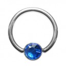 Anneau Titane BCR Strass Bleu