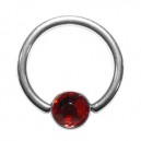 Anneau Titane BCR Strass Rouge