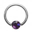 Anneau Titane BCR Strass Violet Foncé