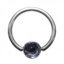 Anneau Titane BCR Strass Violet Clair