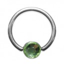 Anneau Titane BCR Strass Vert