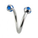 Spirale / Helix Acier Chirurgical 5 Diamants Bleus Clairs