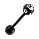 Langue Noir 6 Diamants Blancs Strass