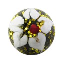 Boule Acrylique Paillet&eacute;e Fleur Blanche / Jaune