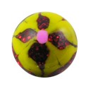 Boule Acrylique Paillet&eacute;e Fleur Jaune / Rouge