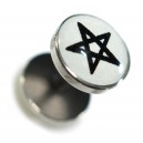 Faux Plug Acier Chirurgical 316L Logo Pentacle Noir