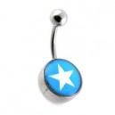 Nombril Acier 316L Logo Etoile Blanche