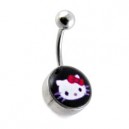Nombril Acier 316L Logo Hello Kitty Noir