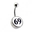 Nombril Acier 316L Logo 69 Noir / Blanc