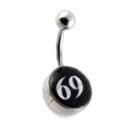 Nombril Acier 316L Logo 69 Blanc / Noir