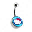 Nombril Acier 316L Logo Hello Kitty Bleu