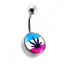 Nombril Acier 316L Logo Cannabis Noir