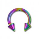 Tragus / Oreille Titane Anodisé Multicolore Deux Piques