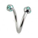 
Spirale / Helix Acier Chirurgical 5 Diamants Turquoises