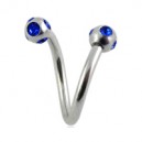 
Spirale / Helix Acier Chirurgical 5 Diamants Bleus