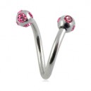 
Spirale / Helix Acier Chirurgical 5 Diamants Roses