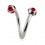 Piercing Spirale Acier Chirurgical 5 Diamants Rouges