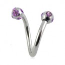 
Spirale / Helix Acier Chirurgical 5 Diamants Violets