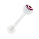 Piercing Langue Bioflex Blanc Diamant Rose