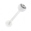 Piercing Langue Bioflex Blanc Diamant Blanc