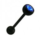 Piercing Langue Bioflex Noir Diamant Bleu