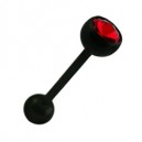 Piercing Langue Bioflex Noir Diamant Rouge