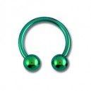 Tragus / Oreille Titane Anodisé Vert Deux Boules