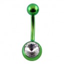 Nombril Titane Anodisé Vert Diamant Blanc