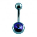 Nombril Titane Anodisé Bleu Clair Diamant Violet Intense