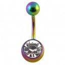 Nombril Titane Anodisé Multicolore Diamant Blanc