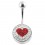 Piercing Nombril Diamants Swarovski Blancs et Coeur Rouge