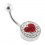 Piercing Nombril Diamants Swarovski Blancs et Coeur Rouge 2