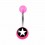 Piercing Nombril Acrylique Transparent Rose Etoile Blanche