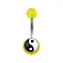 Nombril Acrylique Transparent Jaune Yin et Yang