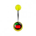 Nombril Acrylique Transparent Jaune Cerises