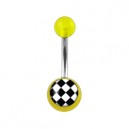 Nombril Acrylique Transparent Jaune Damier